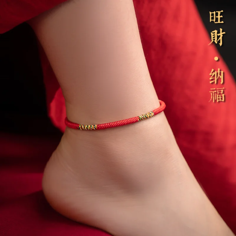 High quality Lucky Ankle Bracele for Women Foot Rope Adjustable Anklet Fashion Retro Women Handmade Red Rope Anklet Jewelry Gift