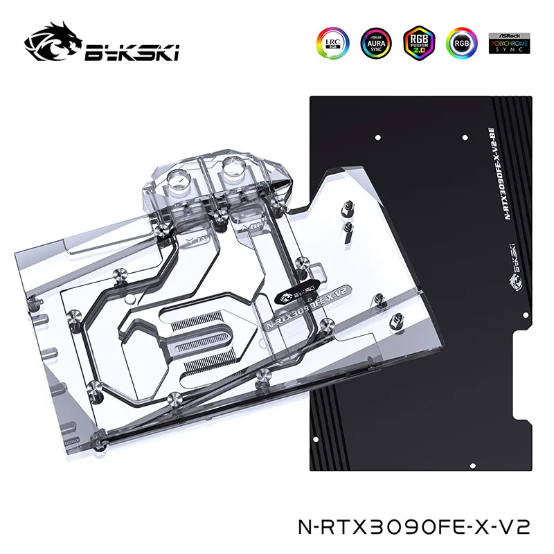Bykski-enfriador de agua solo para NVIDIA Geforce RTX 3090, tarjeta gráfica de edición de padres, bloque de agua de cubierta completa, N-RTX3090FE-X-V2