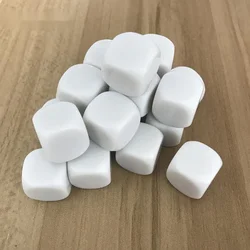 20 Pcs/Lot 16mm Blank Dice D6 Acrylic White Rounded Corner Blank Dice Write and Carving Children Teaching Game Dice Board Game