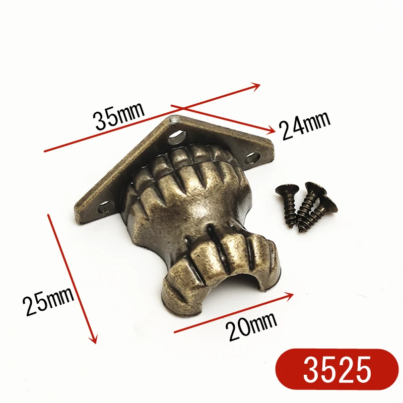 50pcs Antique Jewelry Wood Chest Decorative Feet Bronze Leg For Boxes Cabinet Corner Protector Furniture Hardware With Screws