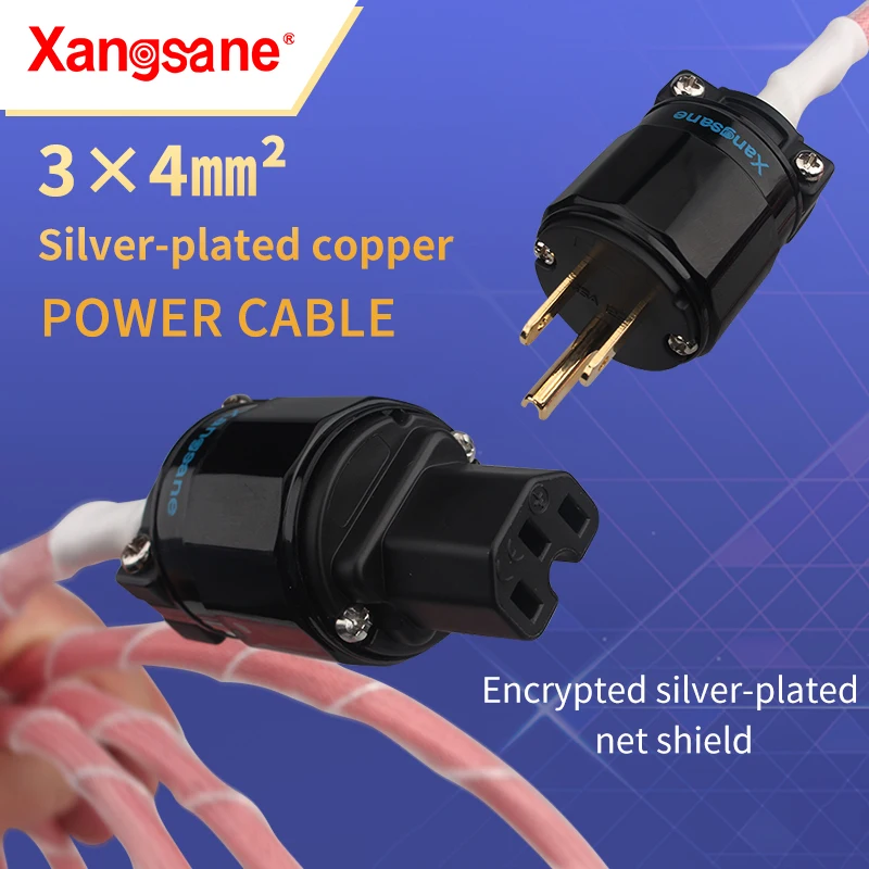 

HiFi OFC Silver-plated 3*4mm² Audio US/EU Power Cable Decoder Front and Rear Power Amplifier Power Cable