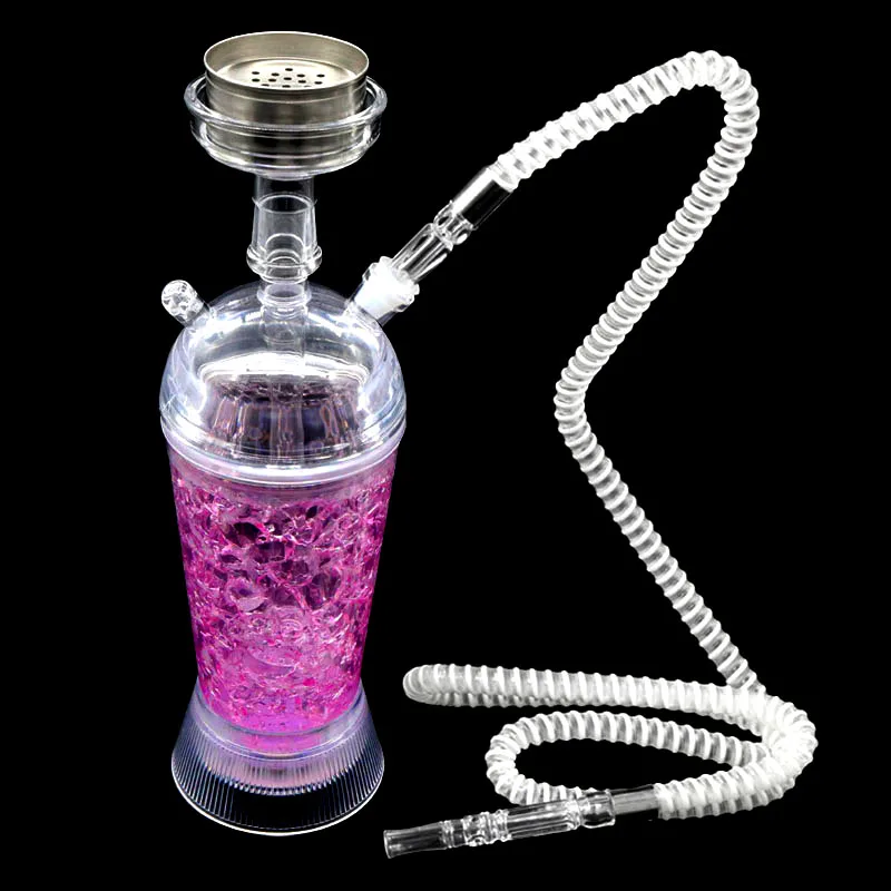 Acrylic Hookah Cup Set With LED Light Shisha Pipe Hose Stainless Steel Bowl Charcoal Holder Chicha Narguile Accessories