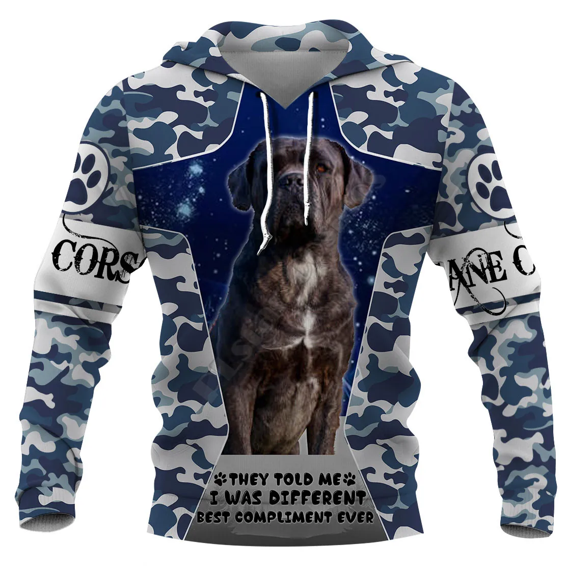 Sudaderas con capucha de cana de camuflaje Corso 3D, jersey estampado para hombres y mujeres, sudaderas divertidas para perros, ropa de Cosplay de