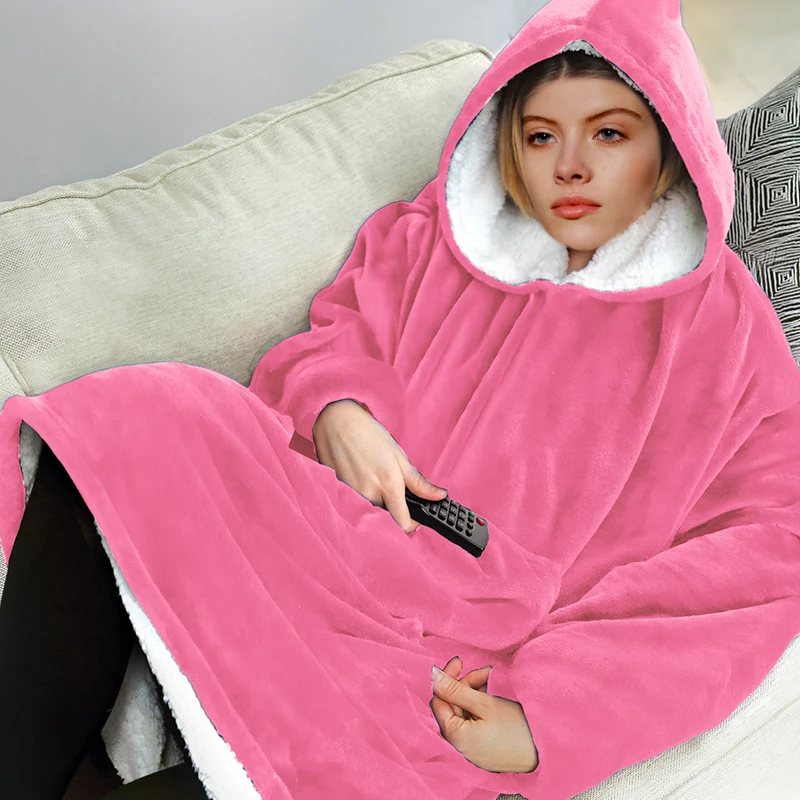 Oversized Hoodies Sweatshirt Women Winter Hoodies Fleece Giant TV Blanket With Sleeves Pullover Oversize Women Hoody Sweatshirts