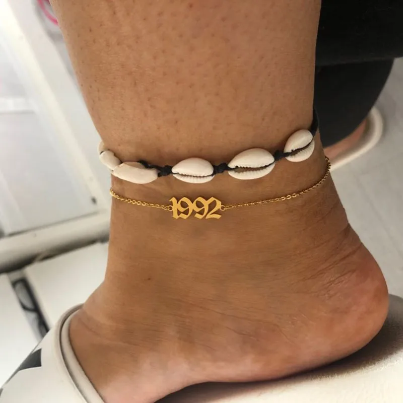 

Beach Jewelry Number Personazlied Anklet For Women Bracelet Foot Chain Armbanden Voor Vrouwen Bridesmaid Gift Fashion Jewel