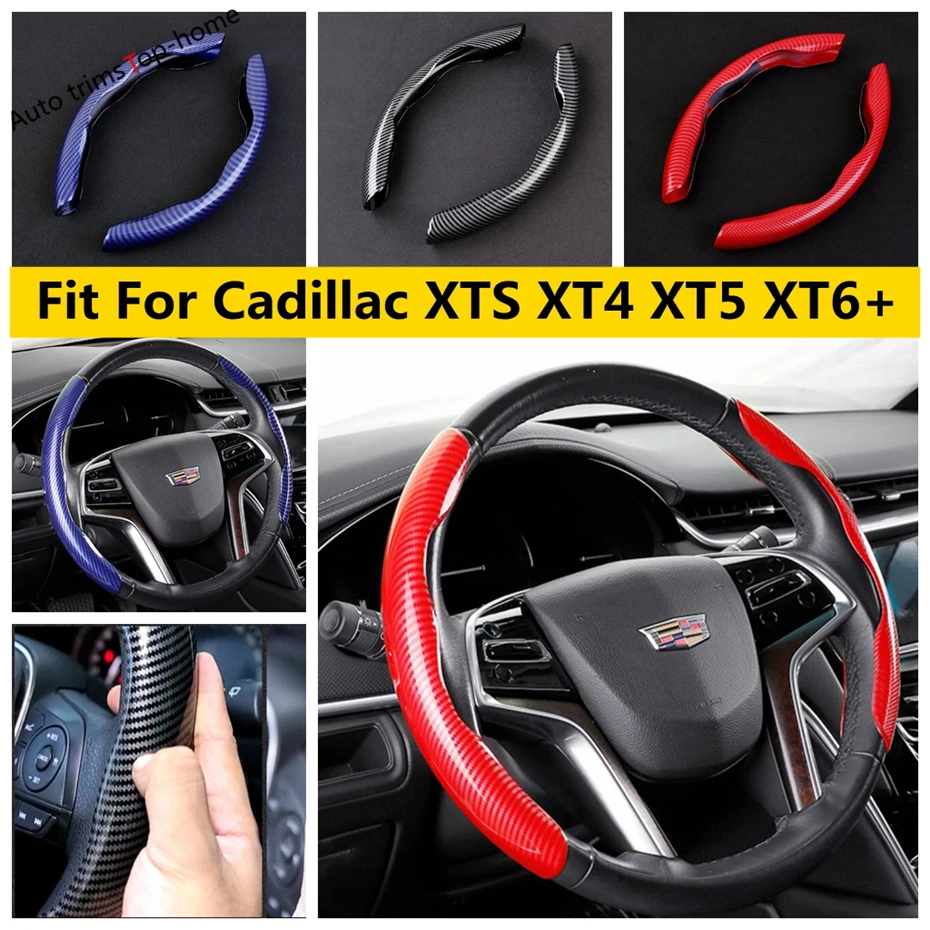 

Carbon Fiber / Red / Blue Accessories Interior For Cadillac XTS XT4 XT5 XT6 Car Steering Wheel Handle Decoration Cover Kit Trim