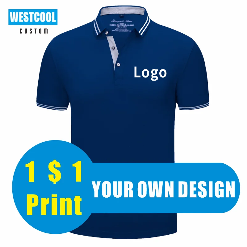 Lapel Polo Embroidery Logo Men And Women Customize Tops Casual Business Polo Shirt Custom Printed Logo Short Sleeve WESTCOOL