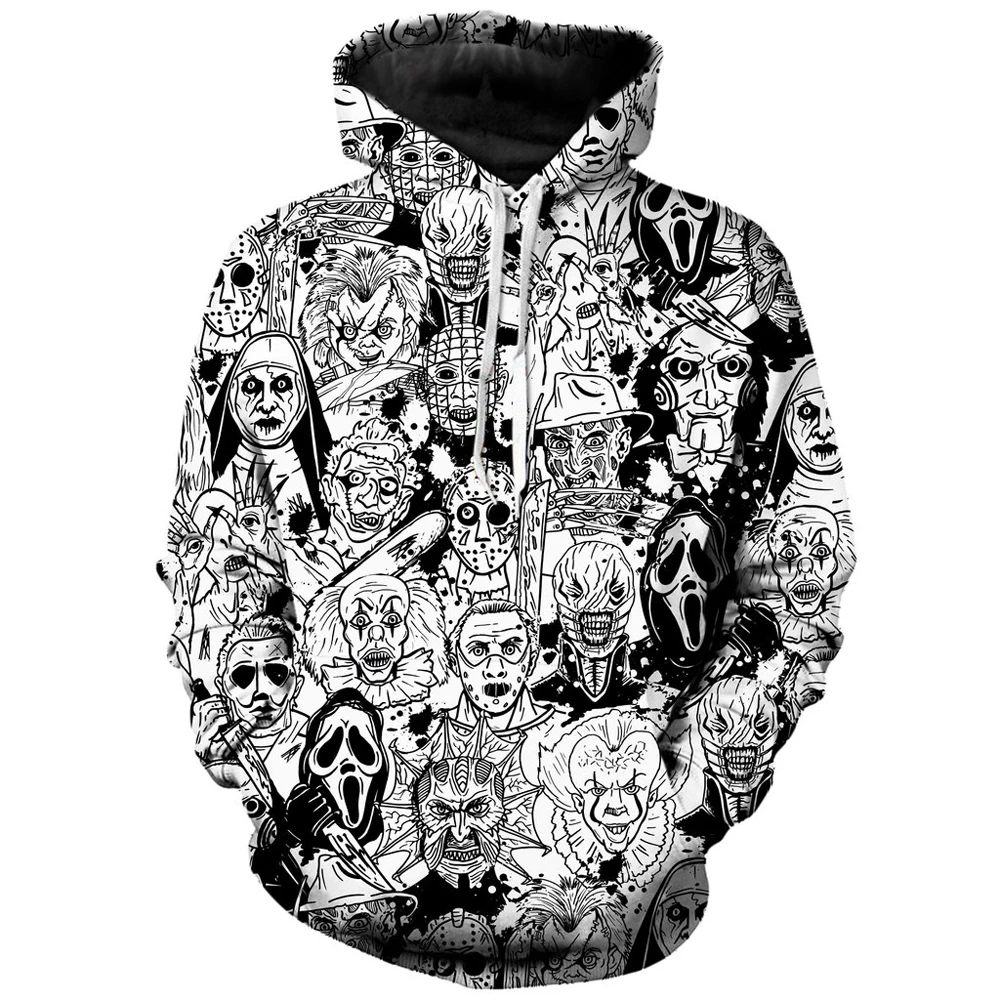 Comics Horror Movie All Characters 3D Printed Mens Autumn Hoodie Sweatshirt Unisex Casual Zip Jacket Halloween Pullover KJ628