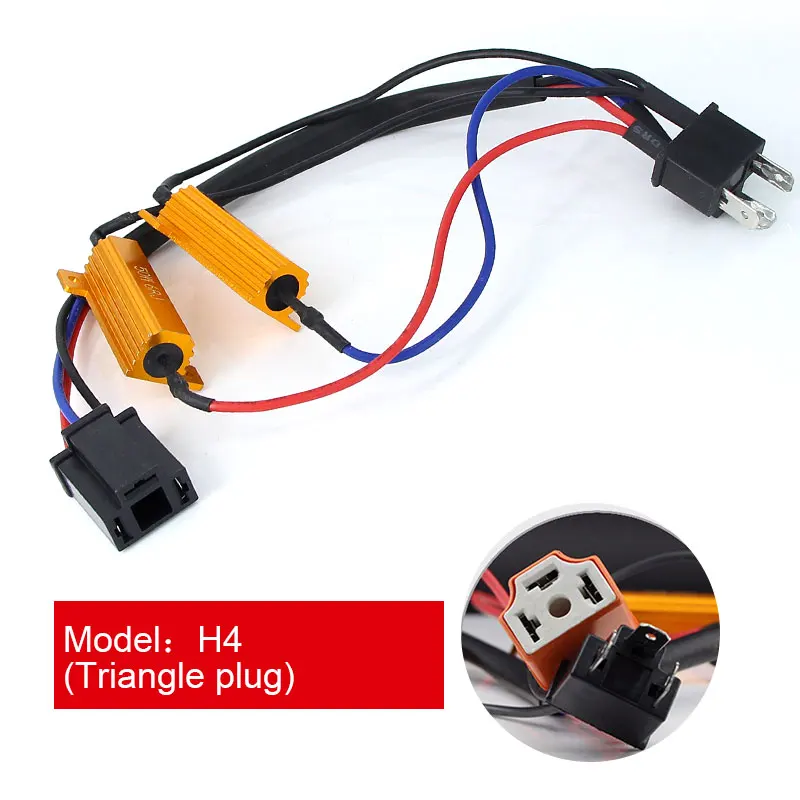 2PCS Error Free H4 H7 H8 H9 H11 9005 HB3 9006 HB4 Headlight Fog Light Xenon Lamp Bulb Decoder Resistor Wire Harness Adapter 50w