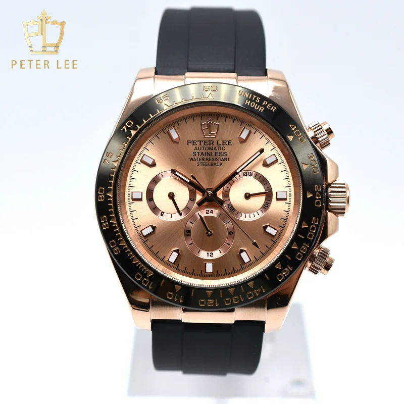 Peter Lee Hoge Kwaliteit Top Merk Luxe Gouden Horloge Voor Mannen 40Mm Automatische Mechanische Designer Horloge Dropshipping Groothandel Horloge