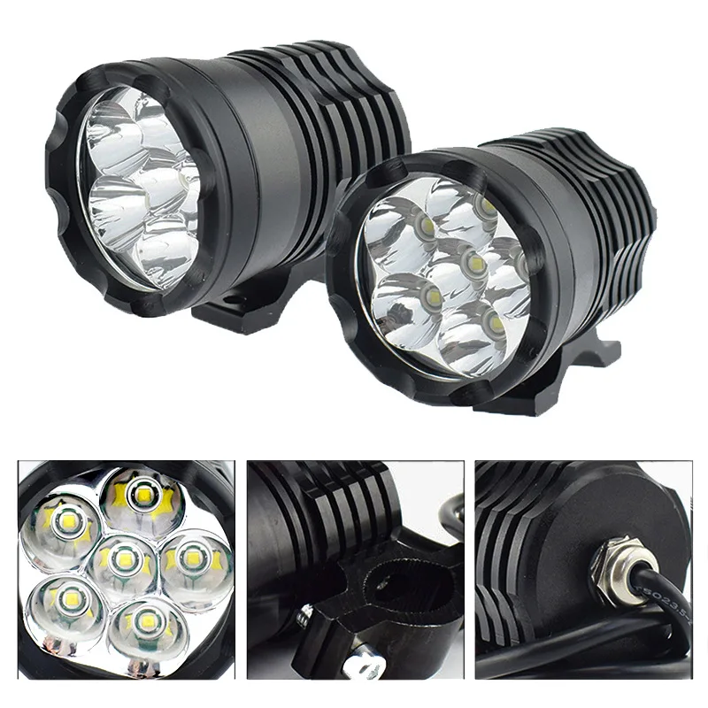 Motorcycle Driving Light LED Axiliary Fog Light 6 LED 40W White Work Light High Beam Low Beam Flash Three Modes Fog Light