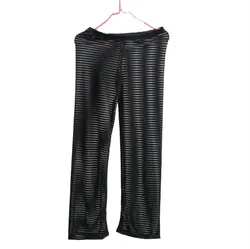 CLEVER-MENMODE Men's Sexy Striped Transparent Pajama Pants Men See Through Pants Nightwear Sleep Bottoms Full Length Trousers