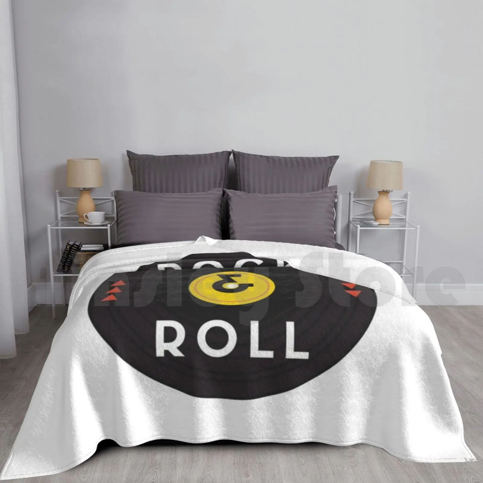 Rock & Roll Rules! Blanket Super Soft Warm Light Thin Roll And Roll Rules Old Schools Vinyl Record Turntable Music