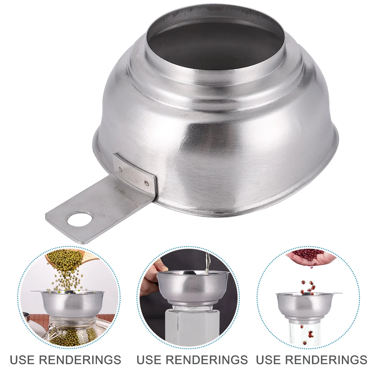 

1pc Stainless Steel Square Wide Mouth Funnel Large Diameter Oil Leakage Jam Funnel with Handle Kitchen Gadget Kitchen Restaurant