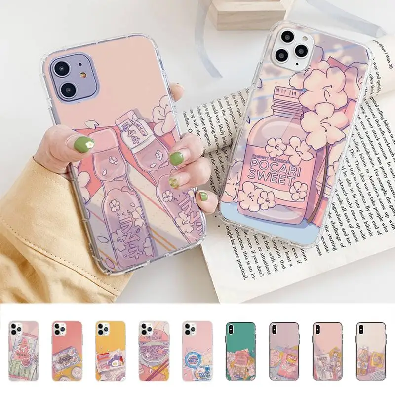 Japanese Cat Snacks Food Cherry blossoms Drink Art Phone Case for iphone 13 11 12 pro XS MAX 8 7 6 6S Plus X 5S SE 2020 XR