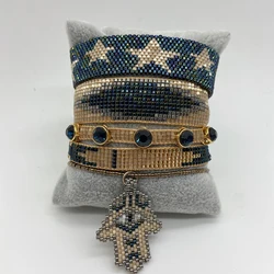 BLUESTAR MIYUKI Bead Bracelet Evil Eye Star Pulseras Mujer Moda Chic Fatima Hamsa hand Crystal Bead Handmade Loom