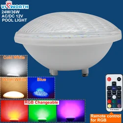 RGB Pool Light Par56 Luz Piscina 24W 36W Underwater Led Lamp Ip68 Waterproof Pond Lights 12V Led Light replace Halogen Lamp