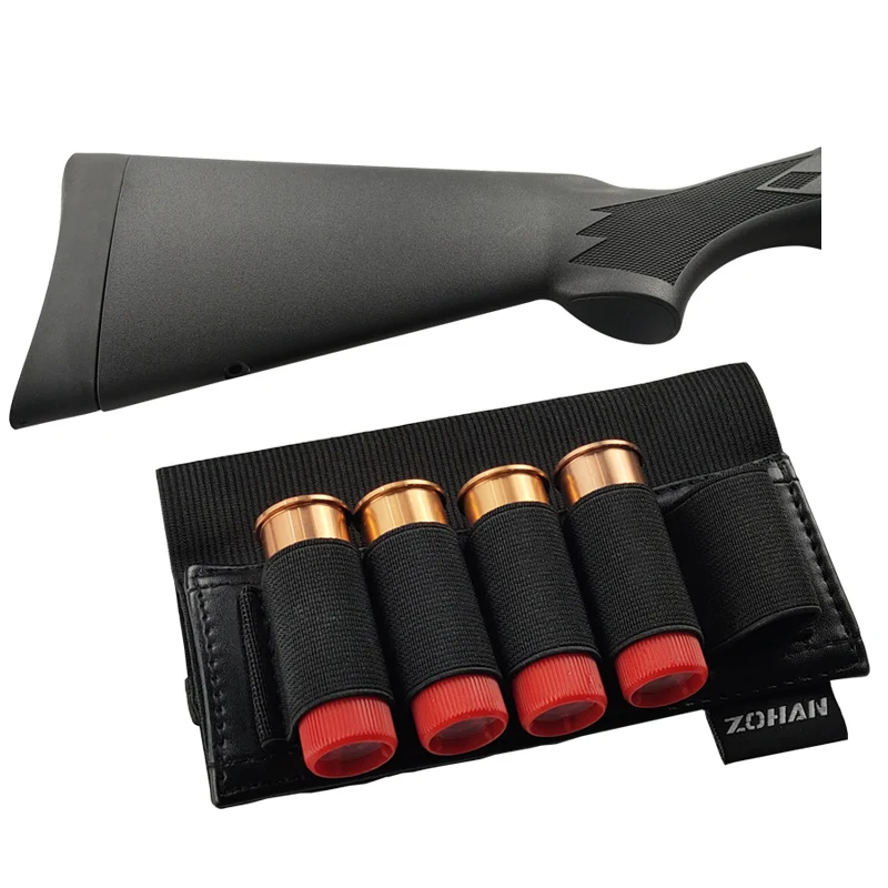 ZOHAN 5 Rounds Shotgun Shell Holder On Stock Cartridge Holder Buttstock Ammo Pouch for 12 20 Gauge Hunting Gun Accessory