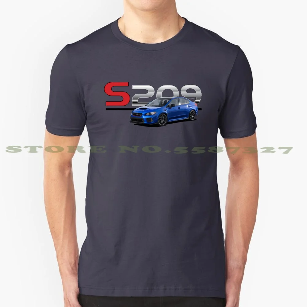 Wrx Sti S209 Blue 100% Pure Cotton T-Shirt Jdm Boxer Engine Brz Sti Fozzy Legacy Awd Baja Subi Suby Ascent Offroad Crosstrek