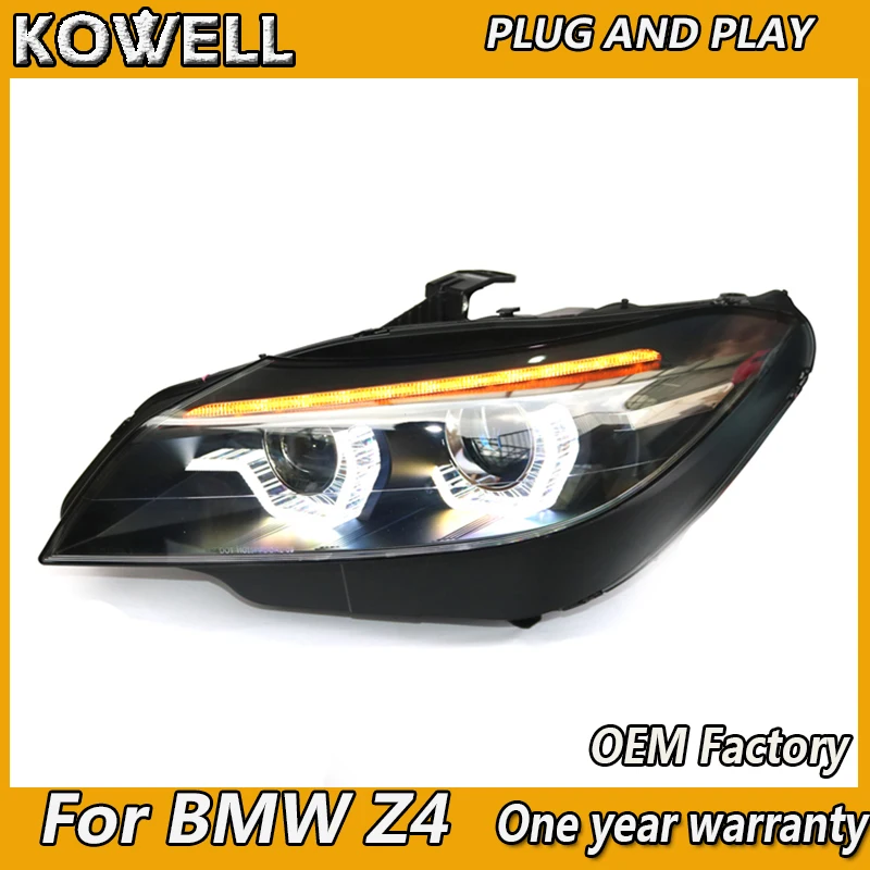 KOWELL Car Styling For BMW Z4 E86 led headlights 2009-2016 for Z4 headlight LED angle eyes drl H7 hid Bi-Xenon Lens low beam