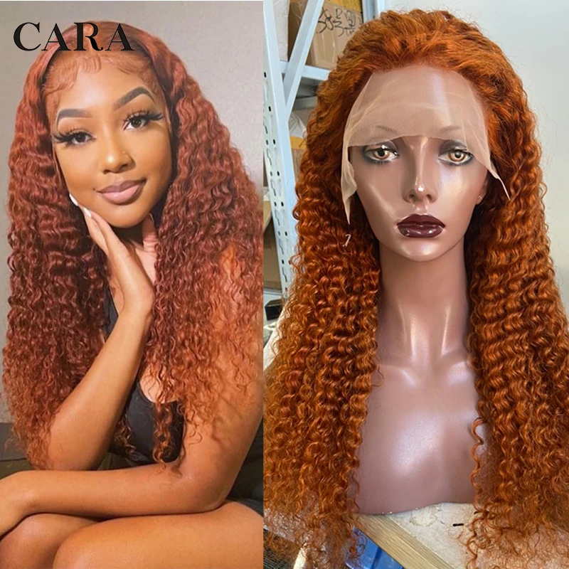 

Orange Ginger 13x4 Lace Frontal Wigs For women Loose Curly Human Hair Wig With Transparent HD lace Colored Lace Front Wig CARA