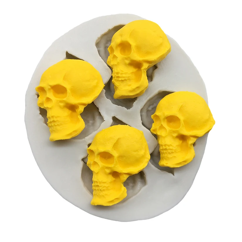 4 Skull Halloween Silicone Sugarcraft Mold Chocolate Cupcake Baking Fondant Cake Decorating Tools