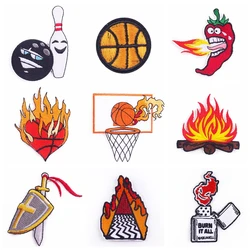 Basketball Embroidery Patches for Clothing Punk/Skull Iron On Patch Stickers Patches For Clothes Applique Stripes Badges DIY