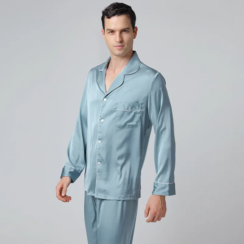 

Men Male Husband Pajamas Suit Solid Square Collar Summer Thick Pajama Sets Novelty Sleepwear Large Loose Cool Pyjamas Suit