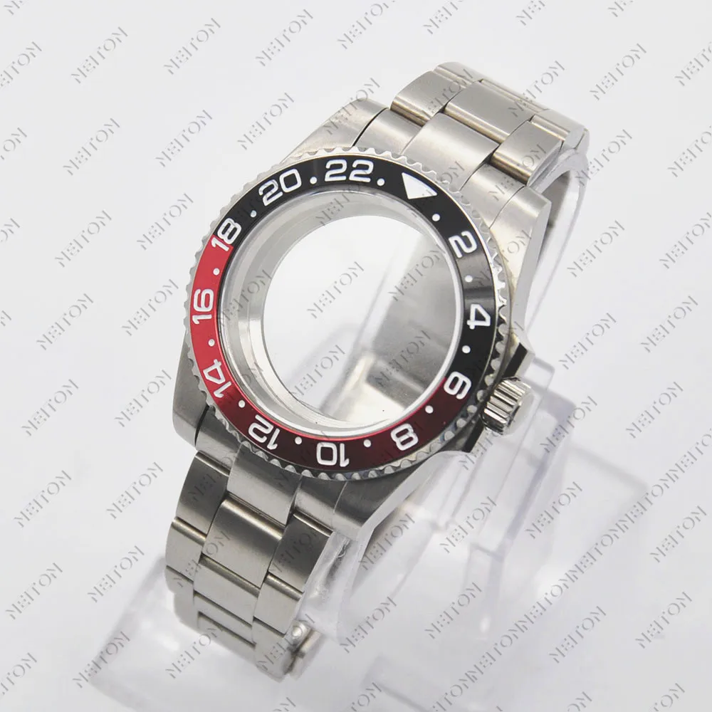 NEITON 40mm Black PVD Case Sapphire Glass Black Fit ETA2836 NH35/36 Mingzhu DG2813/5833 Miyota 8215/8205 Back Transparent Glass