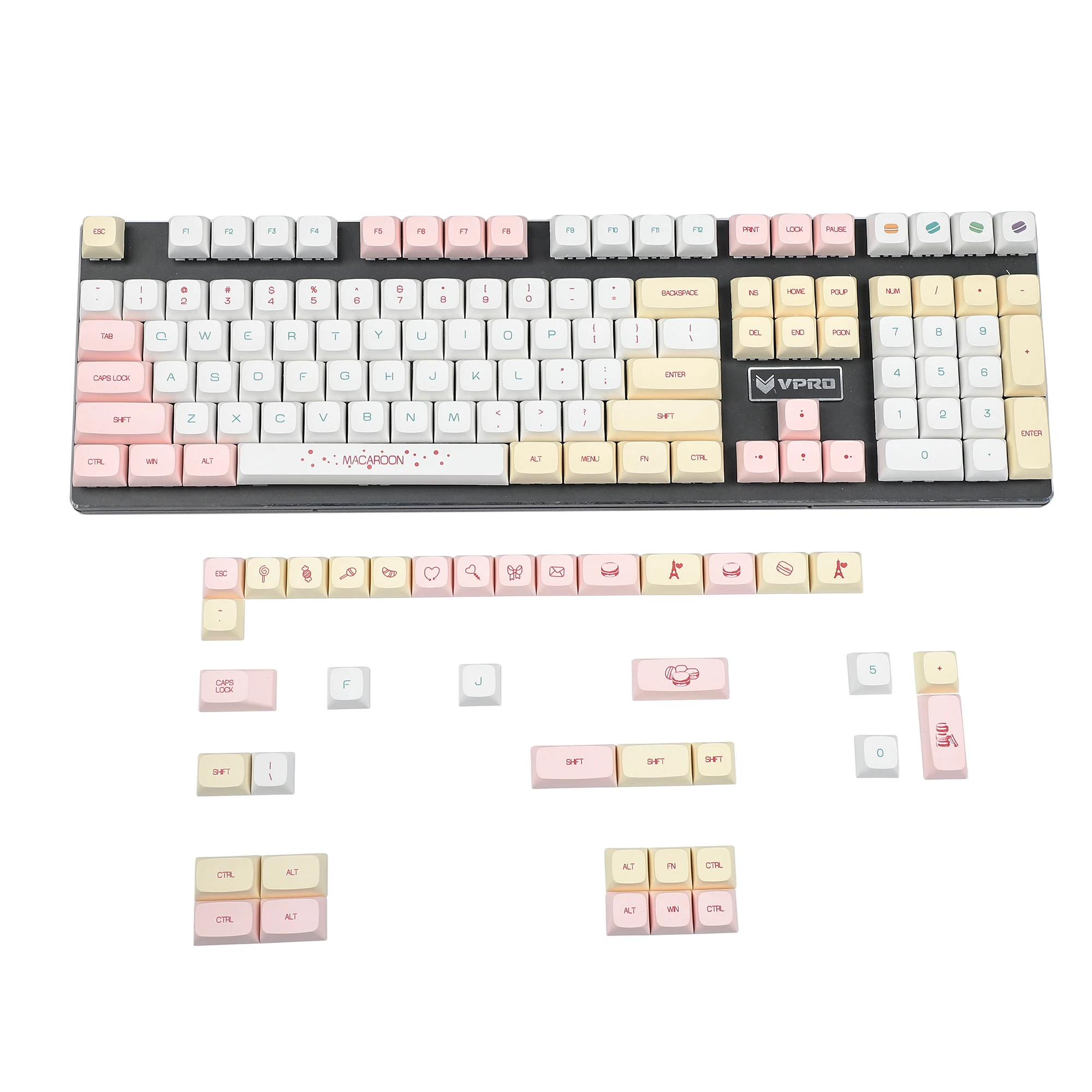 YMDK Macaroon 146 Key Dye Sub ZDA Ball Shape PBT Keycap Similar to XDA For MX Keyboard 104 87 61 Melody 96 KBD75 ID80 GK64 SP84