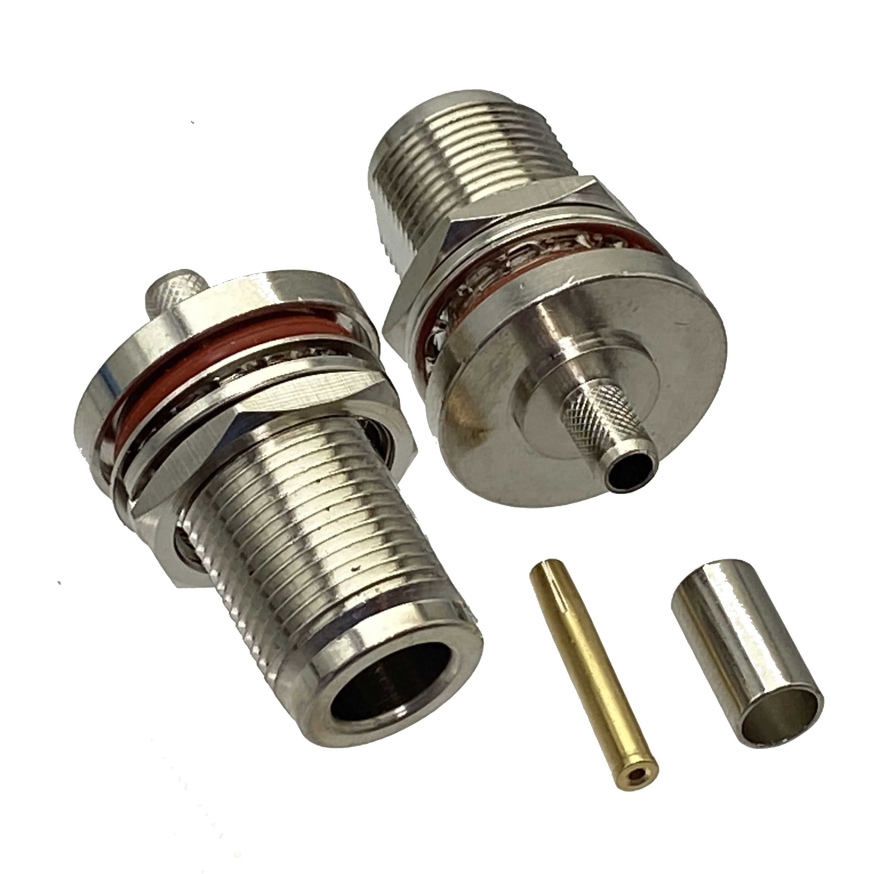 10pcs connector N female Jack nut bulkhead crimp RG58 RG142 LMR195 RG400 Cable RF Coaxial Wire Terminal