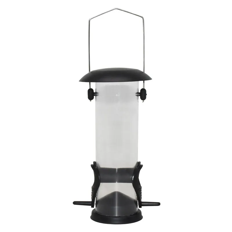 Hanging Bird Feeder Windproof Rainproof Holder Black Round Metal Style Refillable Bird Feeder Large Food Ring