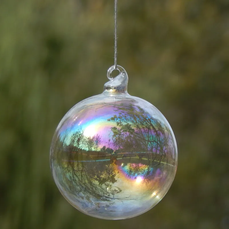 16ピース-パック直径-8センチメートル小型真珠光沢ガラスグローブ家の装飾クリスマスの日ペンダント手作りガラス製品