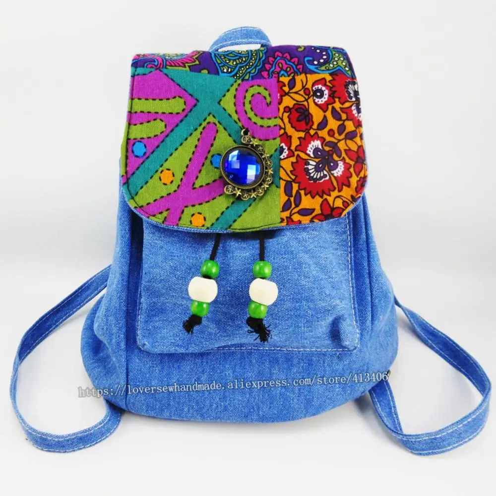 

Tribal Vintage Hippie Colorful Travel Backpack Bag For Women Embroidery Pom Charm Hmong Ethnic Bohemian Boho Rucksack SYS-2012