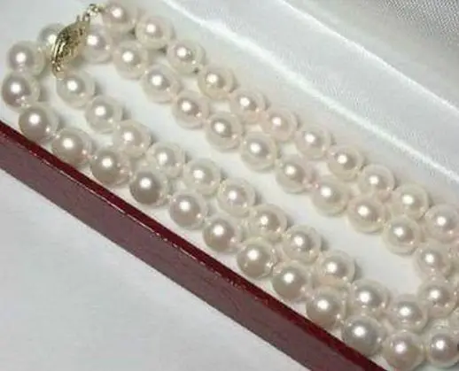 Free Shipping 6-7mm Real Natural White Freshwater Akoya Cultured Pearl Necklace 17