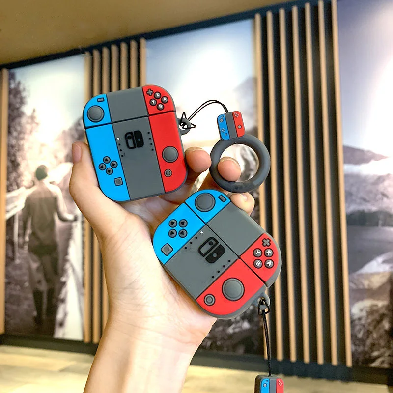 Hot البيع سيليكون الكلاسيكية وحدة التحكم مجموعة ريترو سماعة درع غطاء علبة ل airpods 1 2 برو بلوتوث اللاسلكية مع مطابقة حلقة