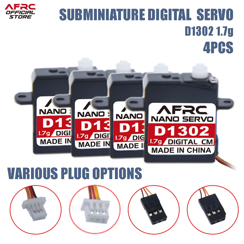 AFRC-D1302 1.7g 4PCS Super mikro cyfrowe serwo JST lub JR Złącze do samolotów RC Model samochodu to specjalna aktualizacja montażu DIY