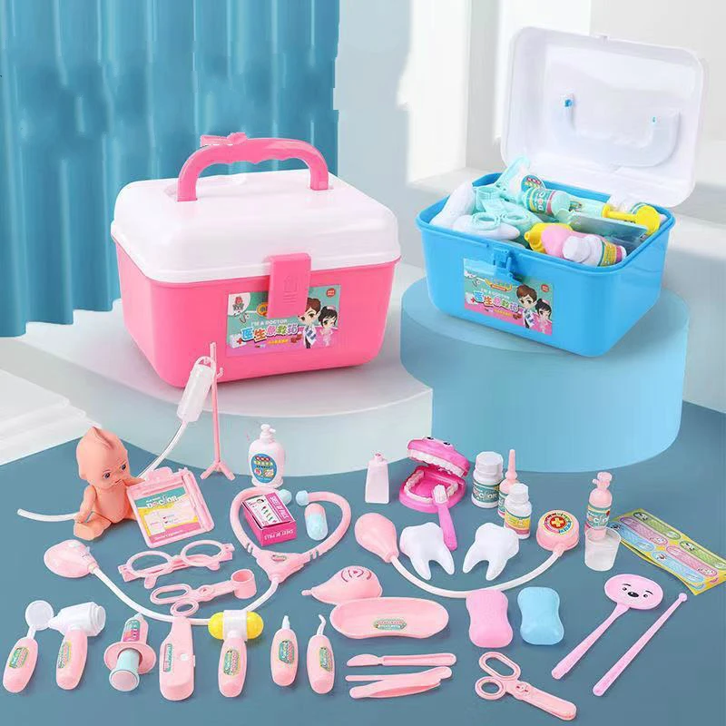 14/23/40pcs Children's simulation doctor toy instrument children's house storage box injection suit Play Clothes Hospital Toy