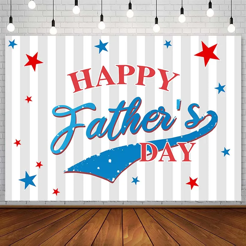 Avezano Happy Father's Day Photography Background Stripes Blue Star Party Backdrop Decor Photo Studio Photozone Props Banner