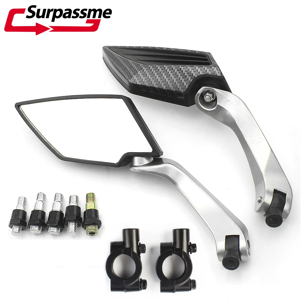 Motorcycle Rear View Mirrors With 7/8 Inch 22mm Handle Bar Clamp Scooter Motorbike Side Mirrors Accessories MT09 TMAX XMAX 125