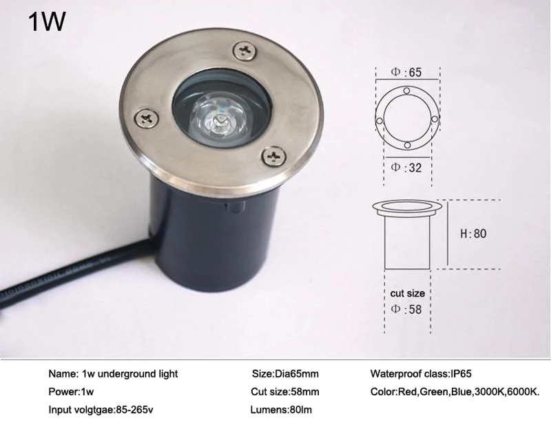 Nuevo 1w / 3w / 5w / 6w / 7w / 9w / 12w / 15w / 18w LED suelo de jardín al aire libre lámpara enterrada subterránea Spot