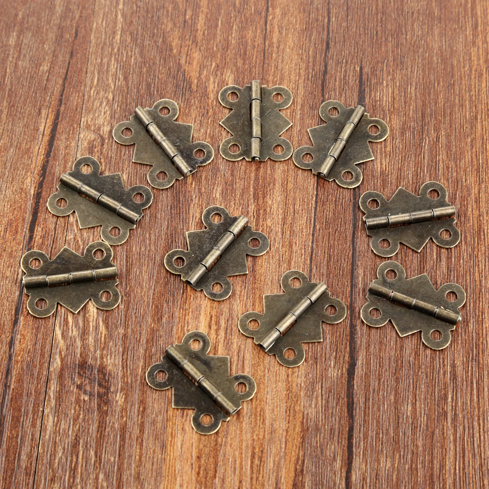 10Pcs Hinges 4 holes Butterfly hinge Antique Bronze Vintage Furniture Hardware Cabinet Cupboard Door Jewelry Wood Box 20mm*17mm