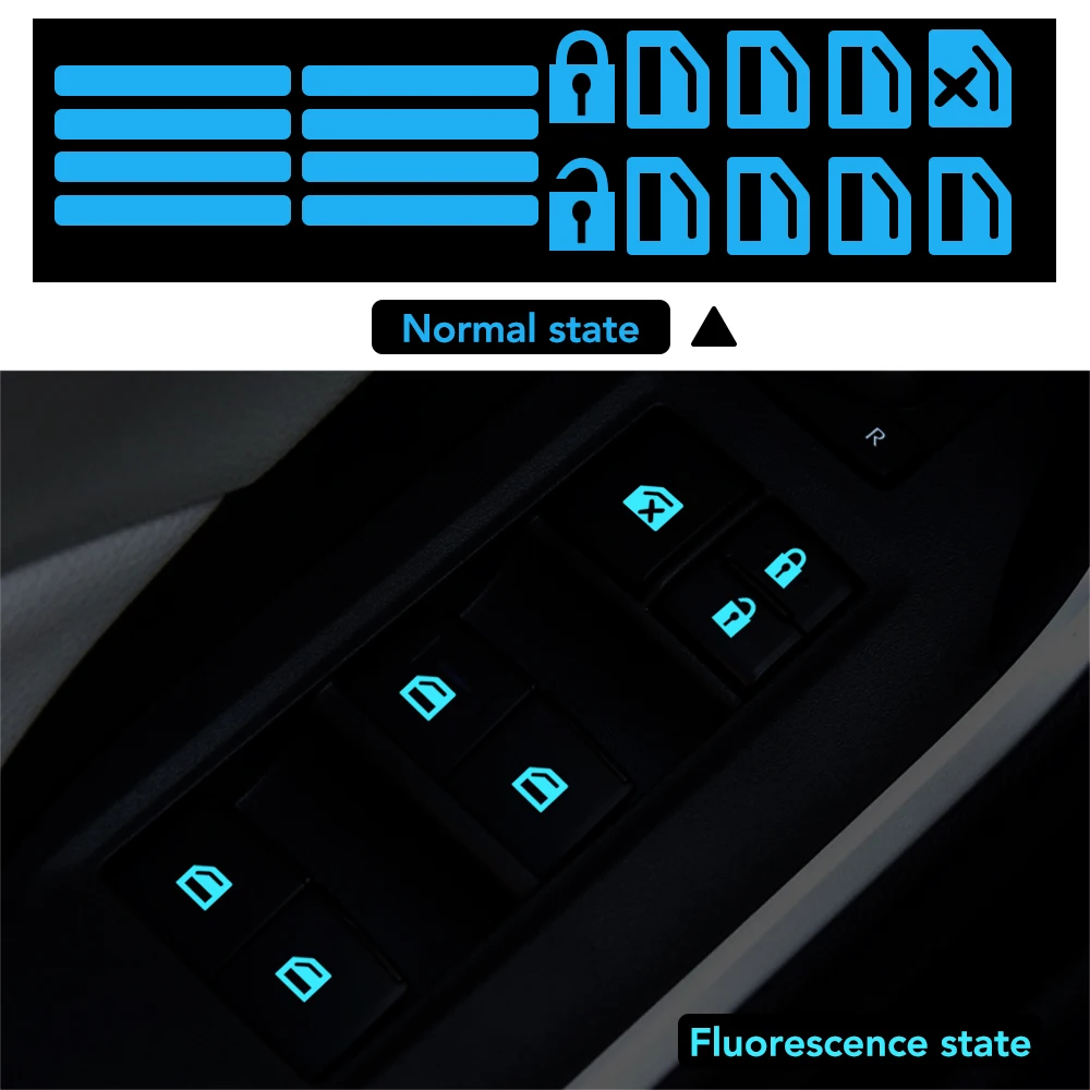 Car Door Window Luminous Button Sticker Car Accessories For Hyundai Santa Fe Sonata Solaris Azera Creta I30 Ix25 Tucson HB20