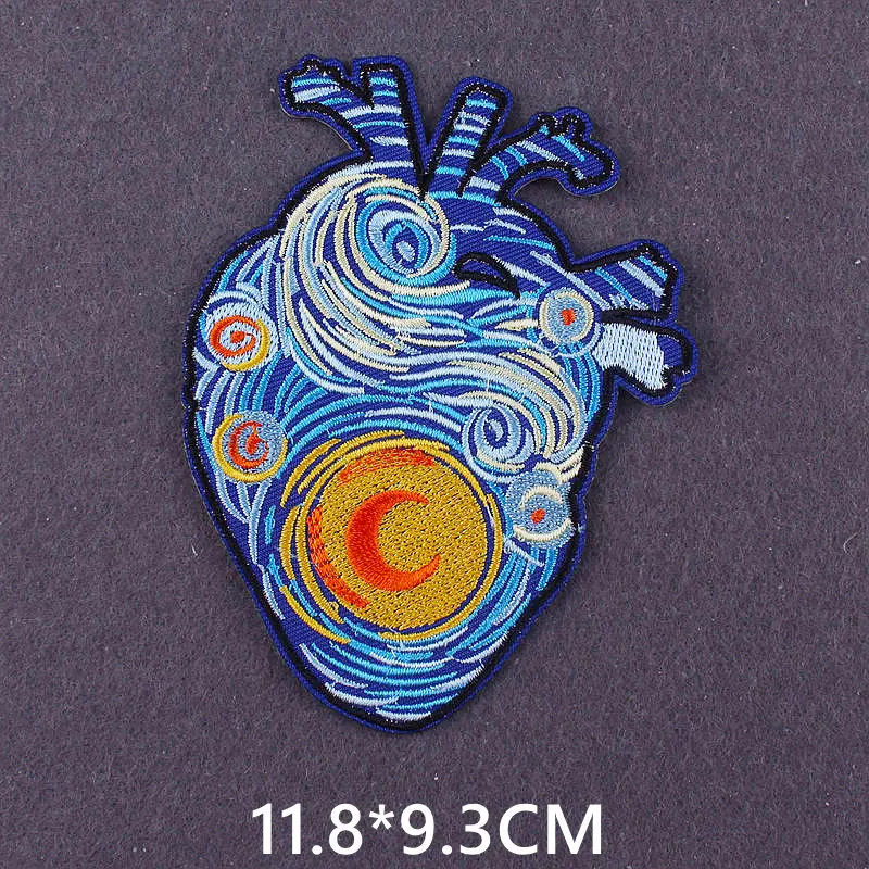 Pulaqi Red Heart Stripes Applique Patch DIY Anatomical Heart Cross Section Patch Embroidered Patches for Clothing Stickers Badge