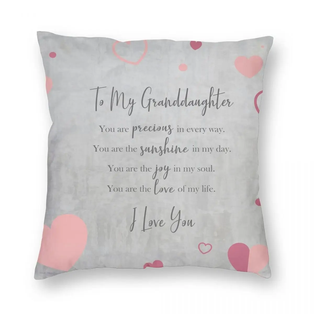 Granddaughter Pillow Grey Square Pillowcase Polyester Linen Velvet Printed Zip Decor Sofa Seater Cushion Cover 18