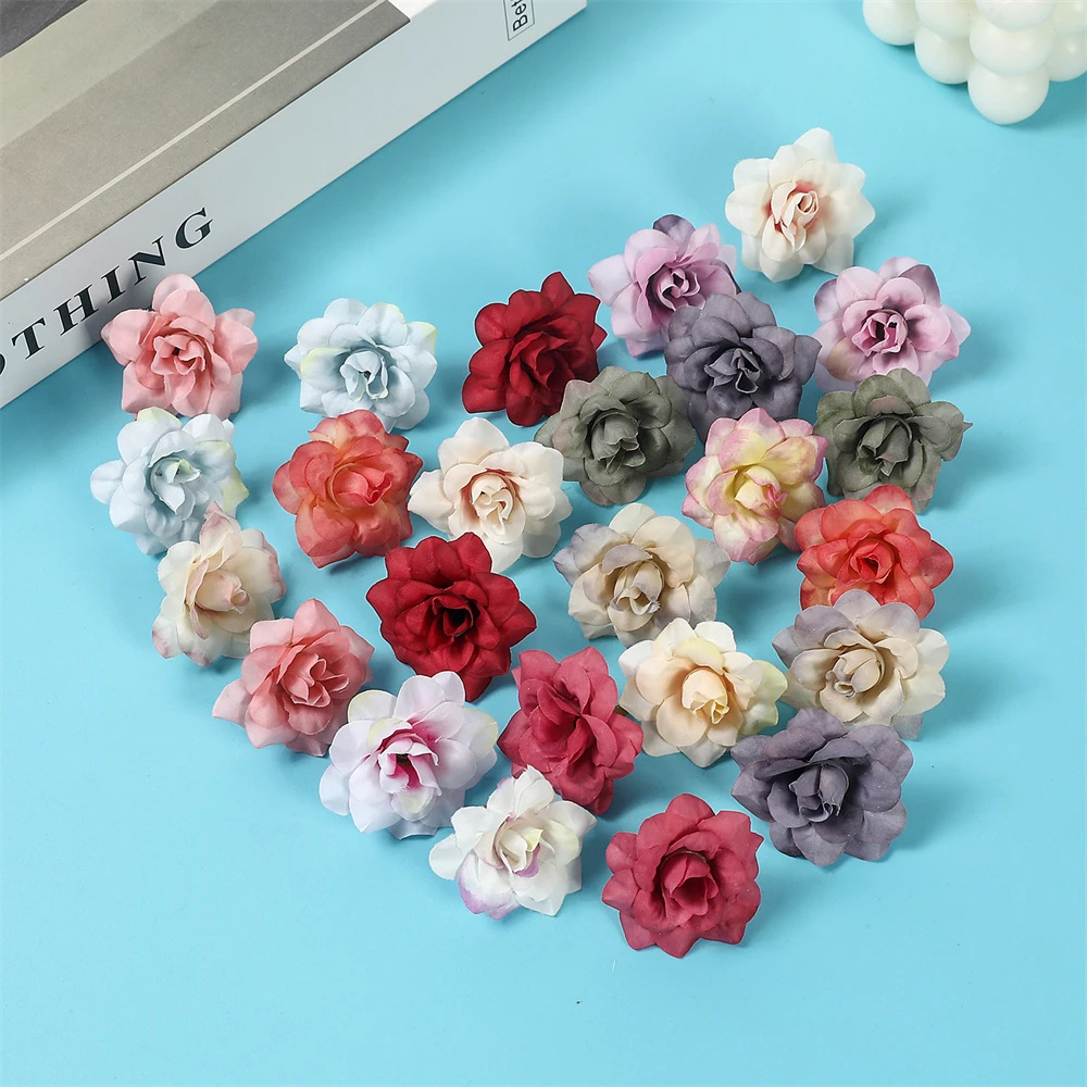 10/20/30Pcs Artificial Flowers Silk Rose Head For Home Decor Wedding Wall Decorations DIY Christmas Garland Scrapbooking Craft