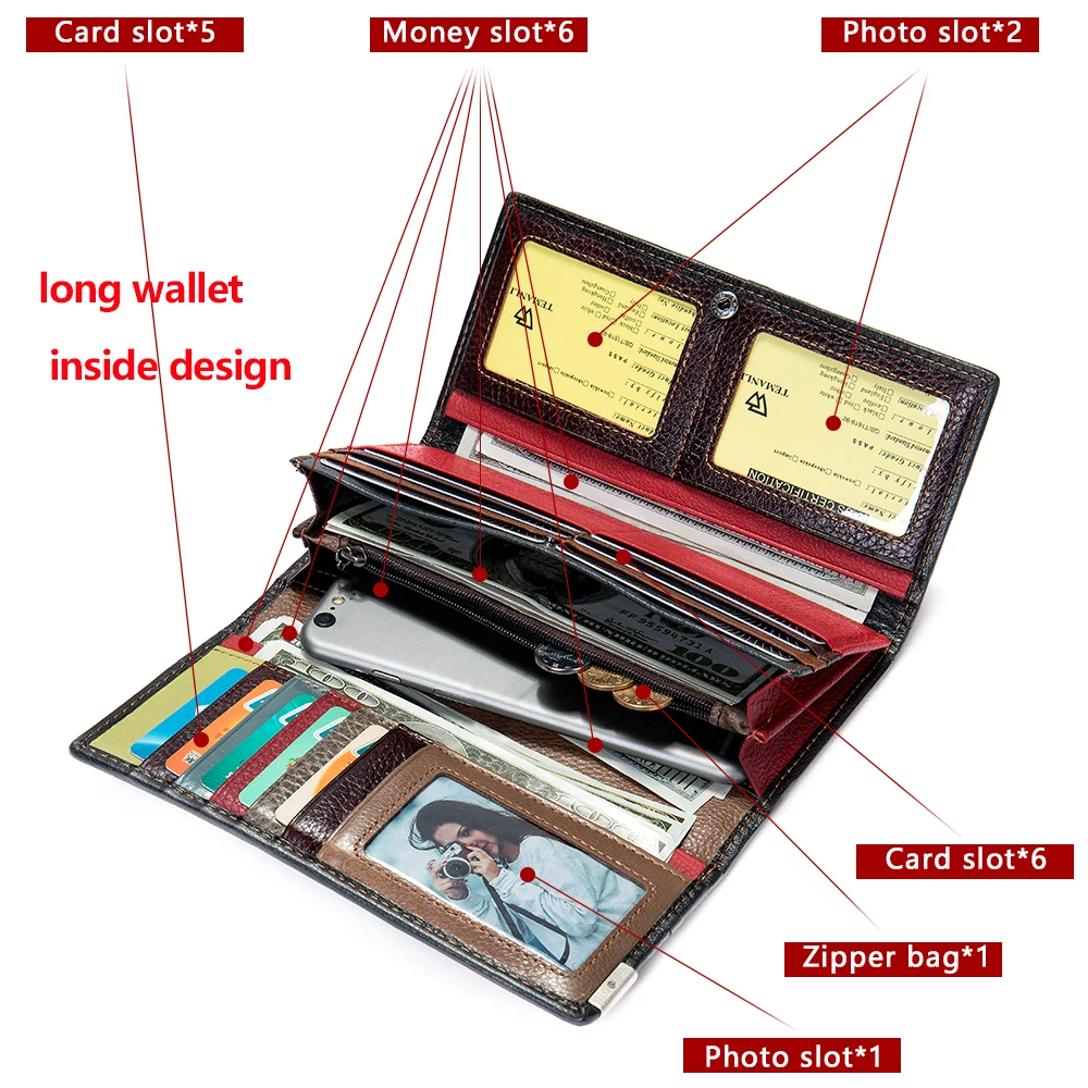 WESTAL dompet kulit wanita, dompet Boho koin dan kartu tas genggam panjang dompet tangan wanita