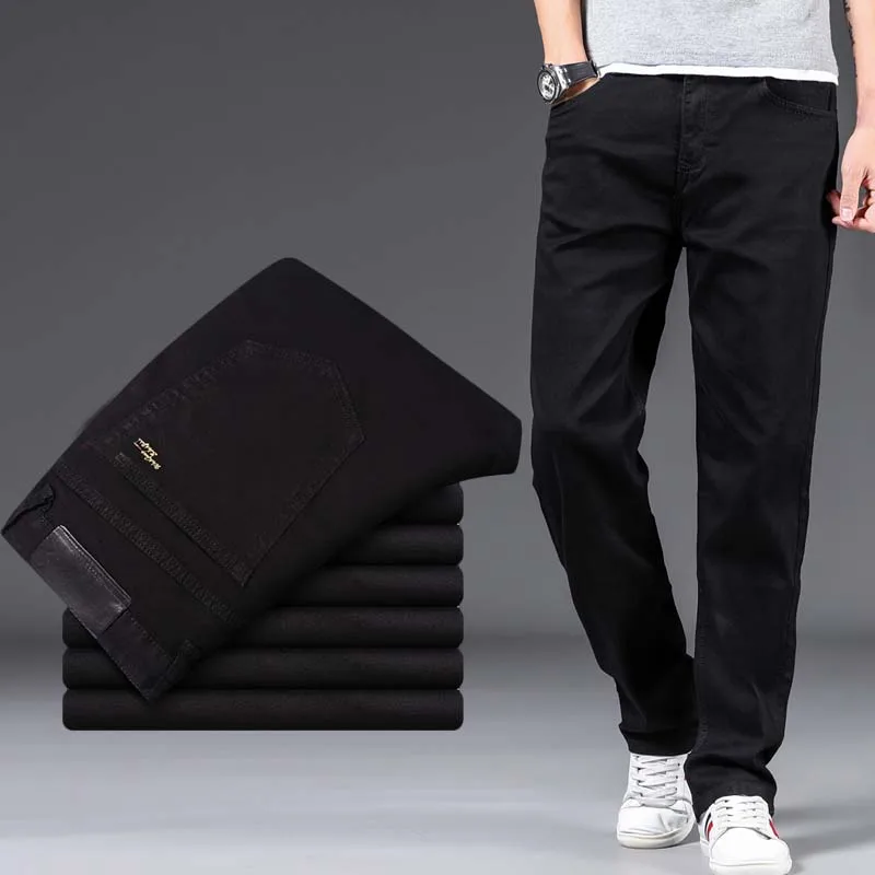 

High Quality Stretch Plus Big Size 30 - 44 Cotton Straight Denim Jeans Men Famous Brand