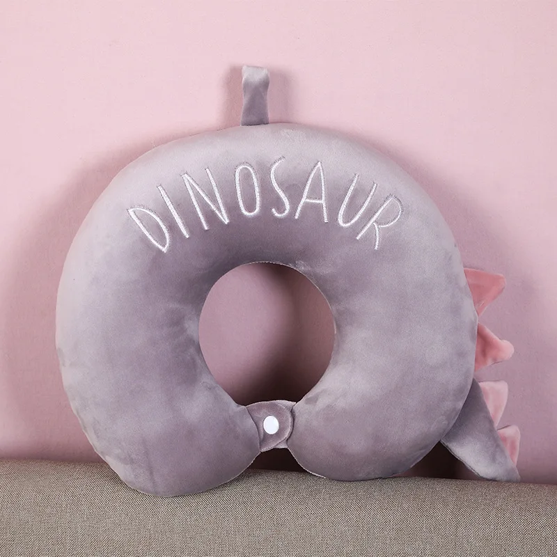 Creative U-shaped Pillow Embroidery Soft Cotton Neck Pillow Office Travel Vertebral Protection Cartoon Dinosaur U Shape Pillow