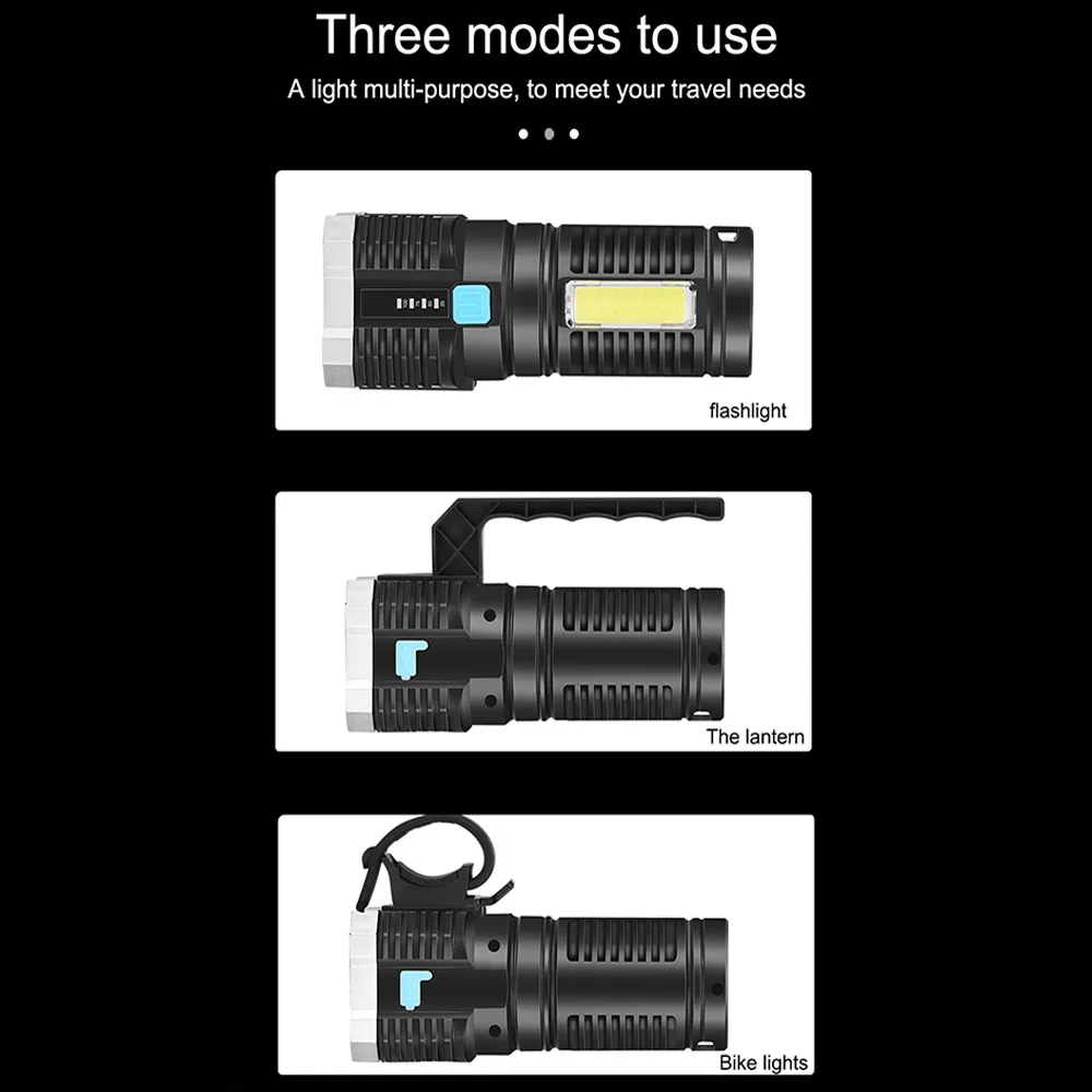 7*LED Lamp Bead Super Bright Led Flashlight Rechargeable Outdoor Multi-function Long-range Flashlight Battery Display COB Light
